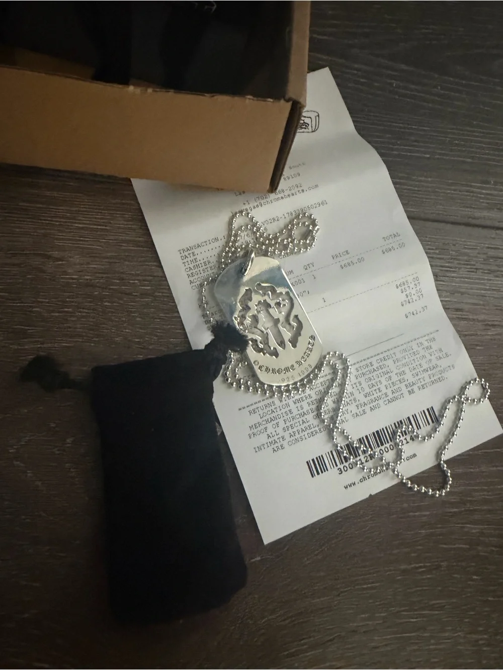 Chrome Hearts Silver cut-out cross dog-tag pendant necklace